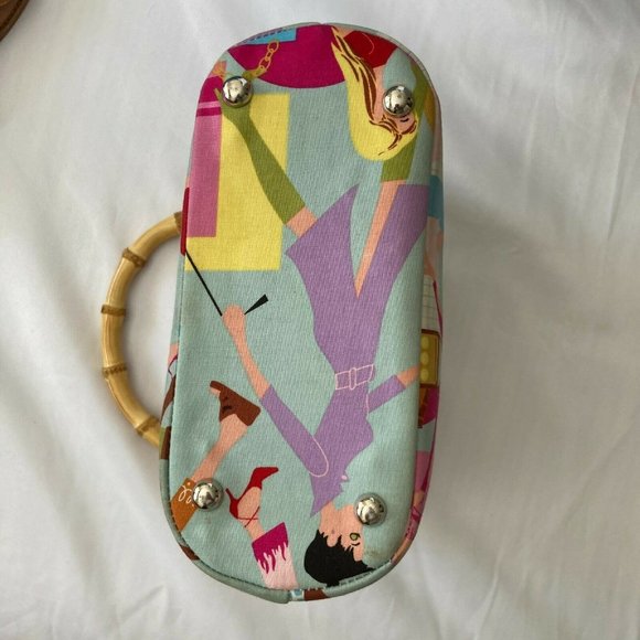 Unbranded Bamboo Handles Canvas Handbag Purse Tote - Picture 5 of 9